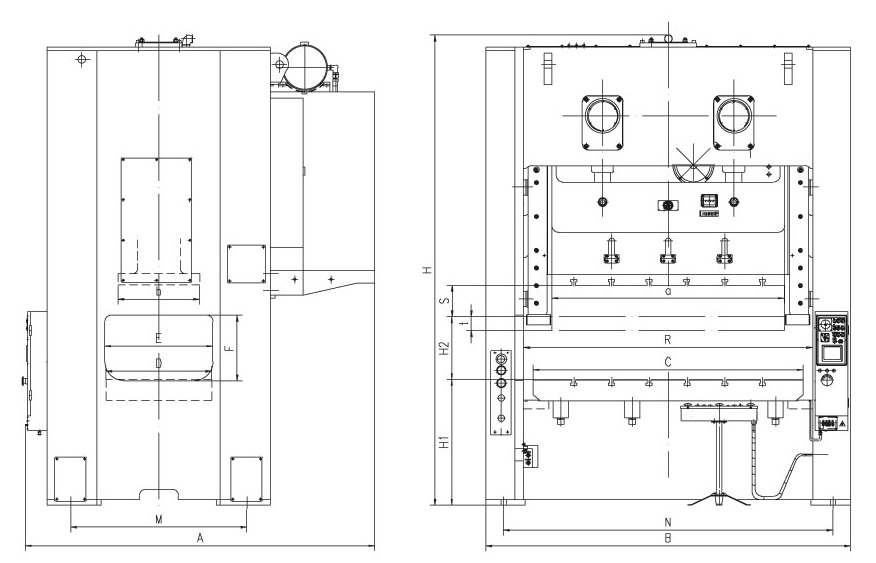 K&iacute;ch thước m&aacute;y &eacute;p thẳng k&eacute;p